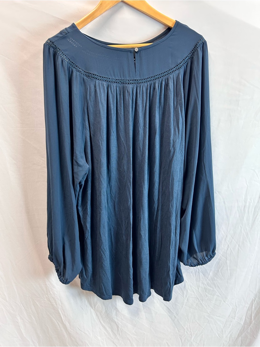 LOFT Plus Blue Long-Sleeve Peasant Tunic - Size 26